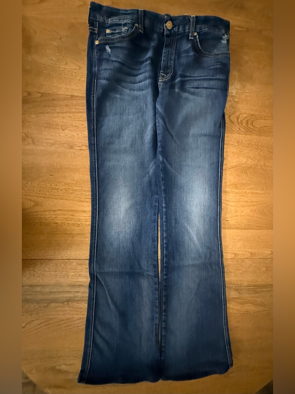 7 For All Mankind Women's Blue Flare Jeans - Picture 2 of 9